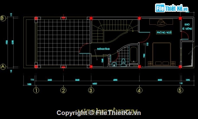 Mẫu nhà phố,Thiết kế nhà phố,bản vẽ nhà phố 4 tầng,nhà phố 4.5 x 14m